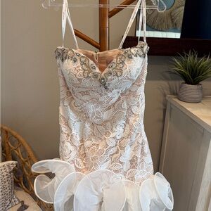 Elegant Lace Dress with Beaded Bodice